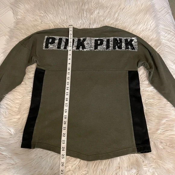 PINK | Sequin | Crewneck Sweatshirt | Green & Black - Picture 11 of 11
